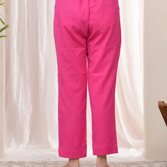 Women Rani Cotton Flax Solid Straight Pants (Set of 5 Pc)