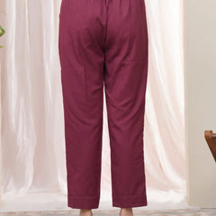 Women Magenta Cotton Straight Pants (Set of 5 Pc)