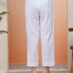 Women Whitel Cotton Flax Solid Straight Pants (Set of 5 Pc)