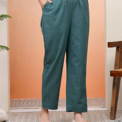 Women Ferozi Cotton Flax Solid Straight Pants (Set of 5 Pc)