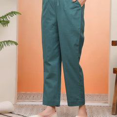 Women Ferozi Cotton Flax Solid Straight Pants (Set of 5 Pc)