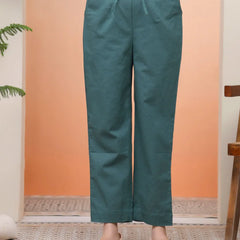 Women Ferozi Cotton Flax Solid Straight Pants (Set of 5 Pc)