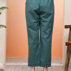 Women Ferozi Cotton Flax Solid Straight Pants (Set of 5 Pc)